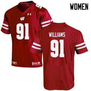 Women's Wisconsin Badgers NCAA #91 Bryson Williams Red Authentic Under Armour Stitched College Football Jersey SA31Y42EG